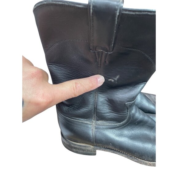 Justin Boots Mens Black Leather Mid Calf Western Boots Sz 7.5D SKU 9583 - Picture 12 of 16